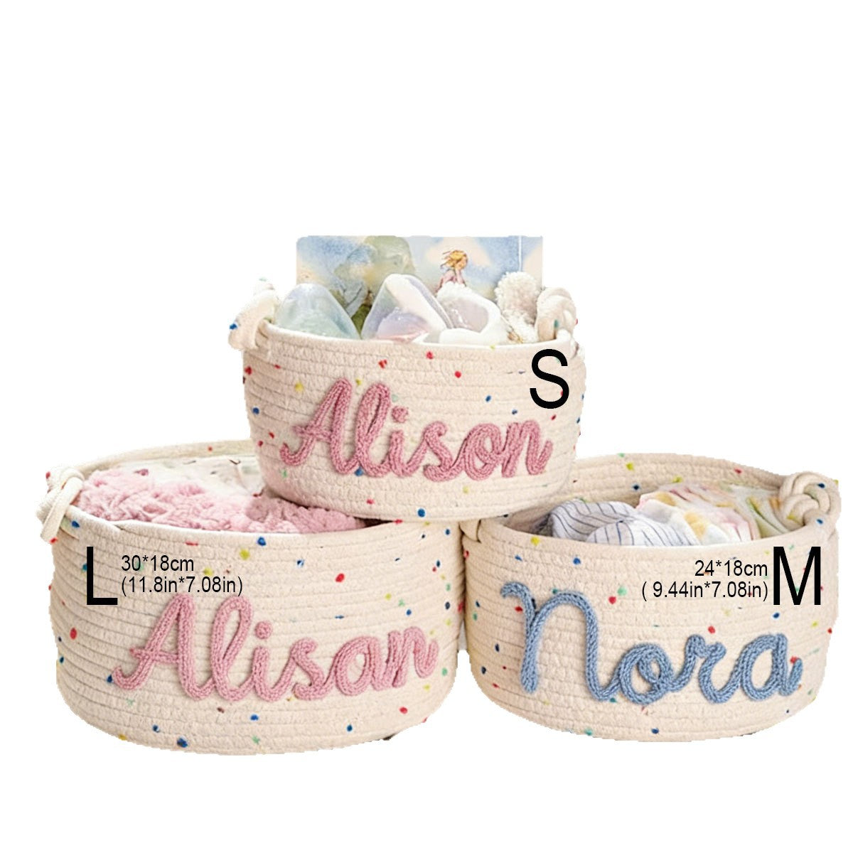 Etsy Personalized Handmade Round Storage Basket Customizable Letter Gift Basket/Storage Basket Easter Decoration Gift