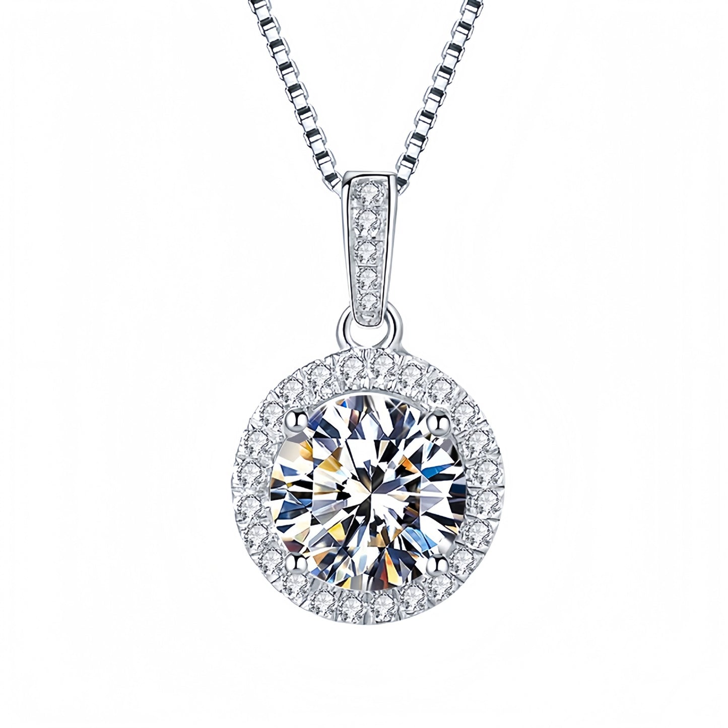 Cross-border Amazon New 2-carat Round Bag Necklace For Women In Europe And America Hot-selling Fashion Versatile High-end Collarbone Necklace