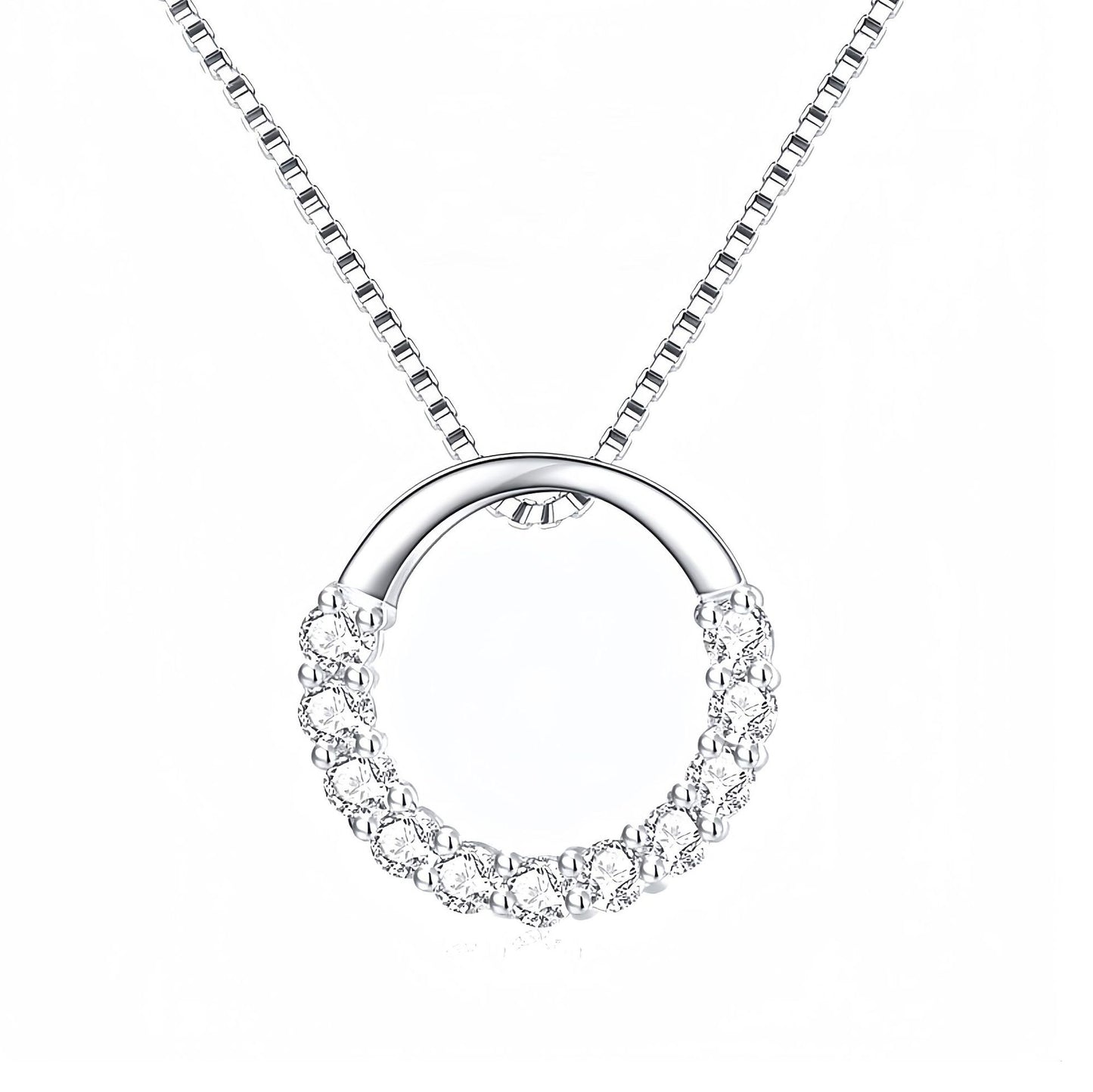 Cross-border Amazon New Personalized Circle Diamond Necklace For Women In Europe And America Hot-selling Temperament Versatile And High-end Collarbone Chain