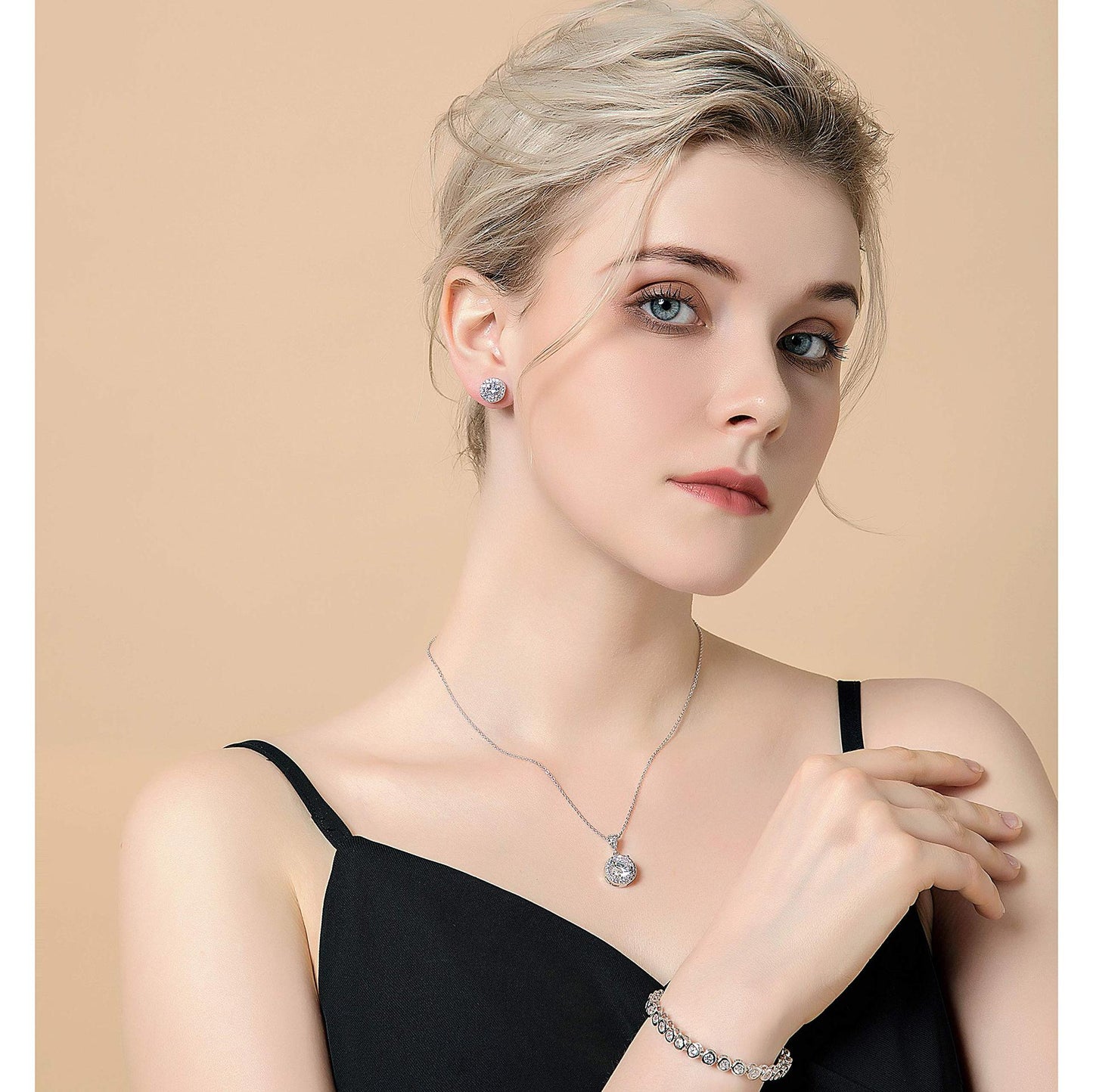 Cross-border Amazon New 2-carat Round Bag Necklace For Women In Europe And America Hot-selling Fashion Versatile High-end Collarbone Necklace