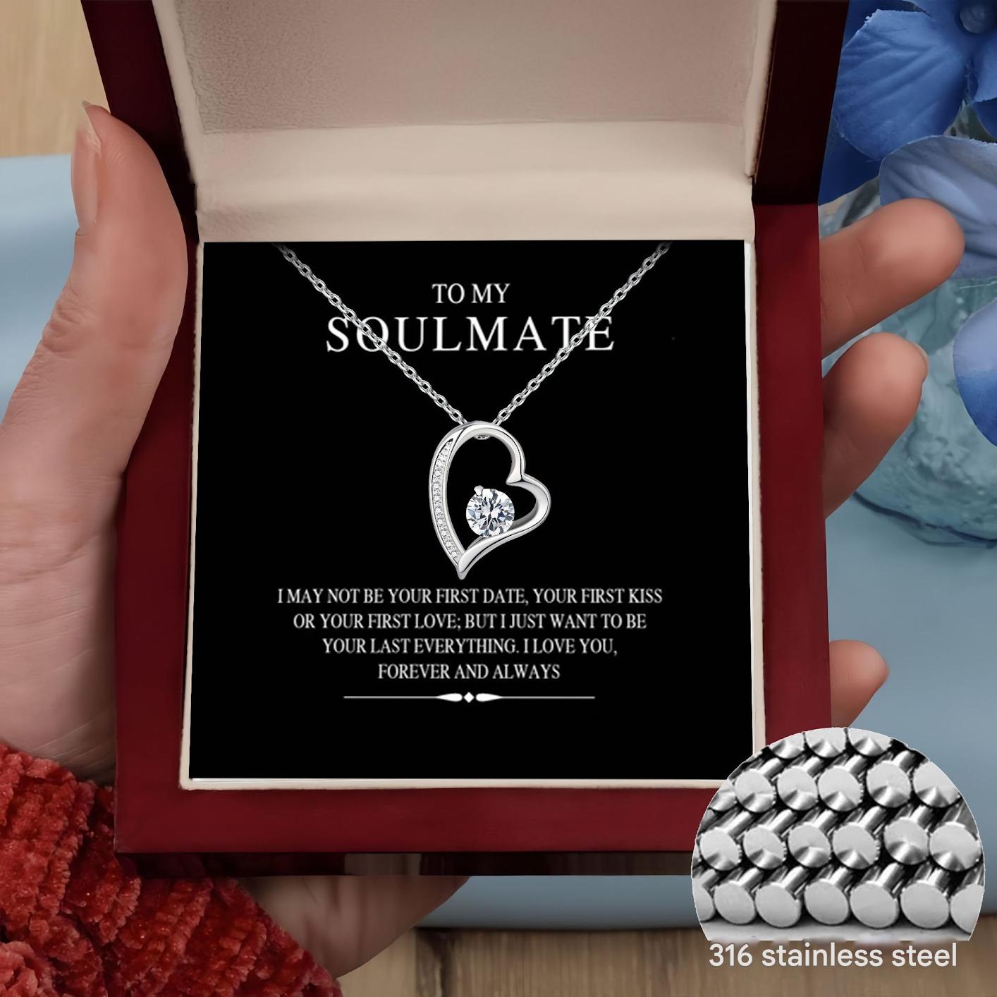 Cross-border Amazon Hot-selling Stainless Steel Heart-shaped Pendant Necklace For Women With Versatile High-end Feel, Colorless Collarbone Necklace Decoration Mood Royal