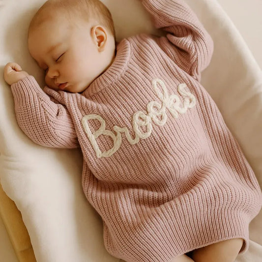 Cotton Custom Baby Sweater With Name