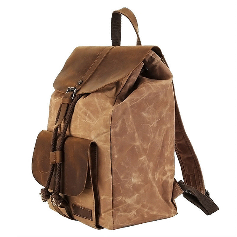 Waterproof Outdoor Travel Bag Crazy Horse Leather Casual Backpack Men's Backpack Canvas Bag Yiji Amazon Hot Sale