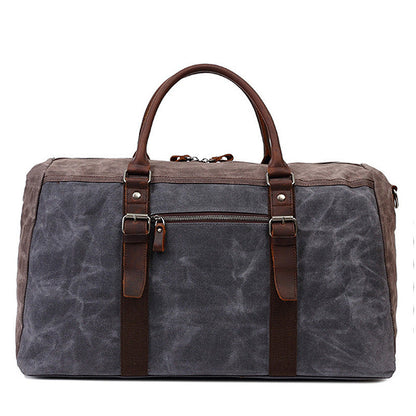Oil Wax Canvas Travel Bag Water-repellent Casual Crossbody Leather Shoulder Bag Men's Large Capacity Sports Fitness Bag