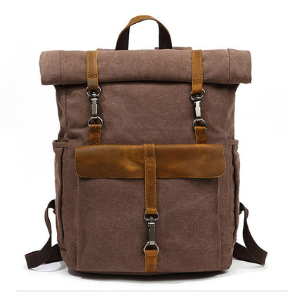 Cross-Border Supply New Canvas Backpack Men's Retro Backpack Computer Bag Student School Bag Outdoor Wear-Resistant Travel Bag