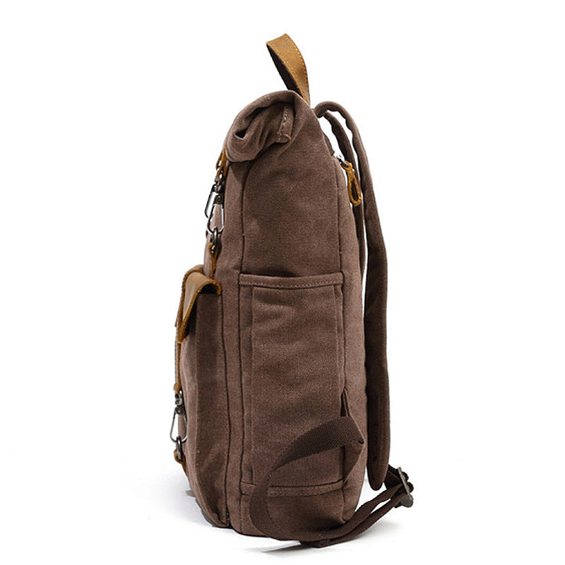 Cross-Border Supply New Canvas Backpack Men's Retro Backpack Computer Bag Student School Bag Outdoor Wear-Resistant Travel Bag