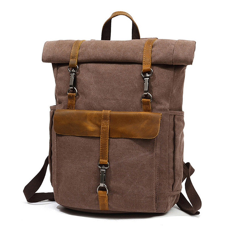 Cross-Border Supply New Canvas Backpack Men's Retro Backpack Computer Bag Student School Bag Outdoor Wear-Resistant Travel Bag