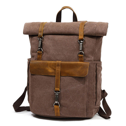 Cross-Border Supply New Canvas Backpack Men's Retro Backpack Computer Bag Student School Bag Outdoor Wear-Resistant Travel Bag