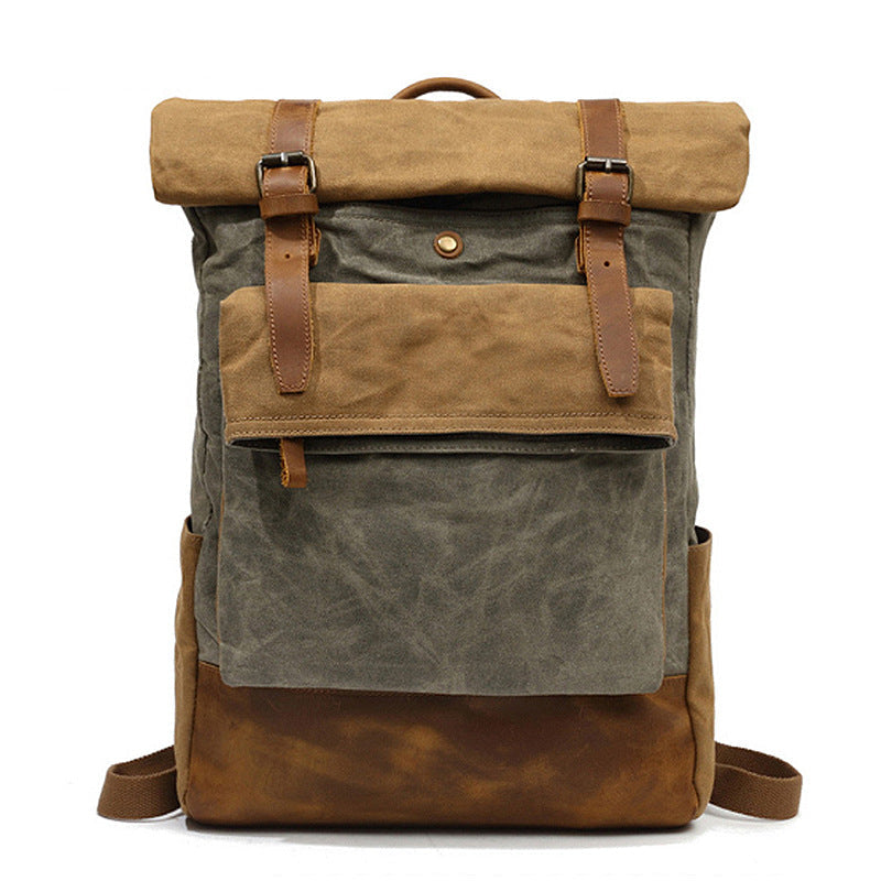 New Outdoor Travel Bag Crazy Horse Leather Leisure Backpack Men's Shoulder Wax Canvas Bag Overflow Factory Direct Sales