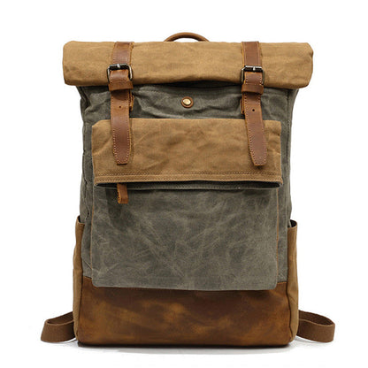 New Outdoor Travel Bag Crazy Horse Leather Leisure Backpack Men's Shoulder Wax Canvas Bag Overflow Factory Direct Sales