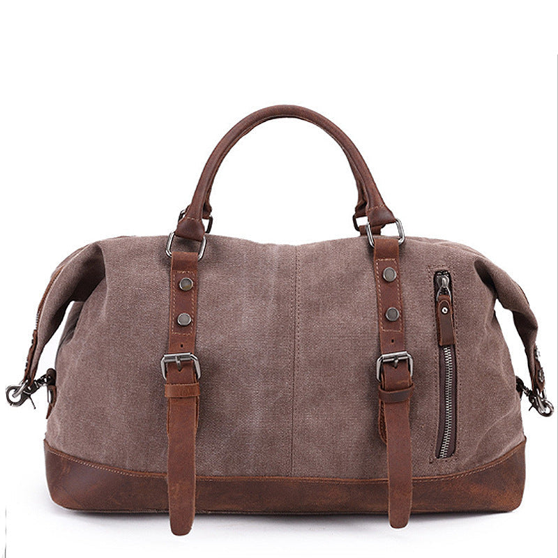 Amazon Popular Canvas Travel Bag Crazy Horse Leather Casual Travel Crossbody Bag Shoulder Bag Large Capacity Factory Direct Sale