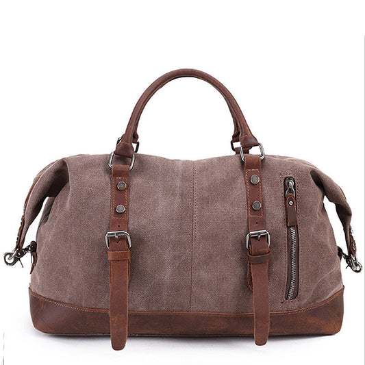 Amazon Popular Canvas Travel Bag Crazy Horse Leather Casual Travel Crossbody Bag Shoulder Bag Large Capacity Factory Direct Sale