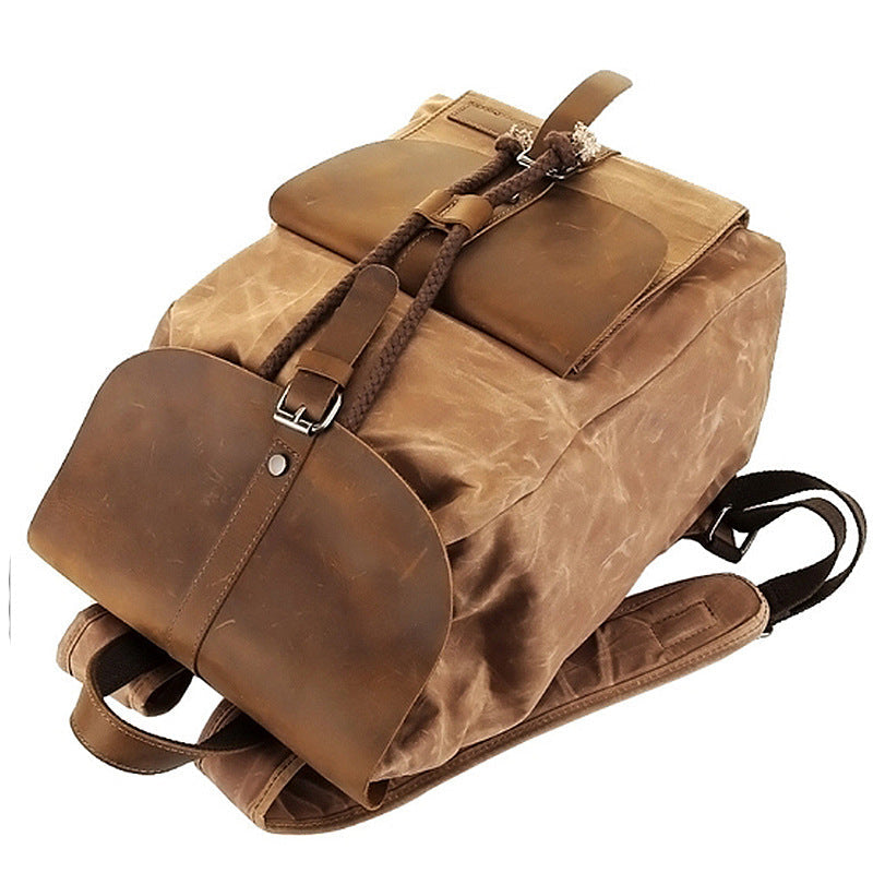 Waterproof Outdoor Travel Bag Crazy Horse Leather Casual Backpack Men's Backpack Canvas Bag Yiji Amazon Hot Sale