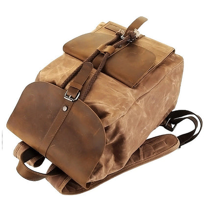 Waterproof Outdoor Travel Bag Crazy Horse Leather Casual Backpack Men's Backpack Canvas Bag Yiji Amazon Hot Sale