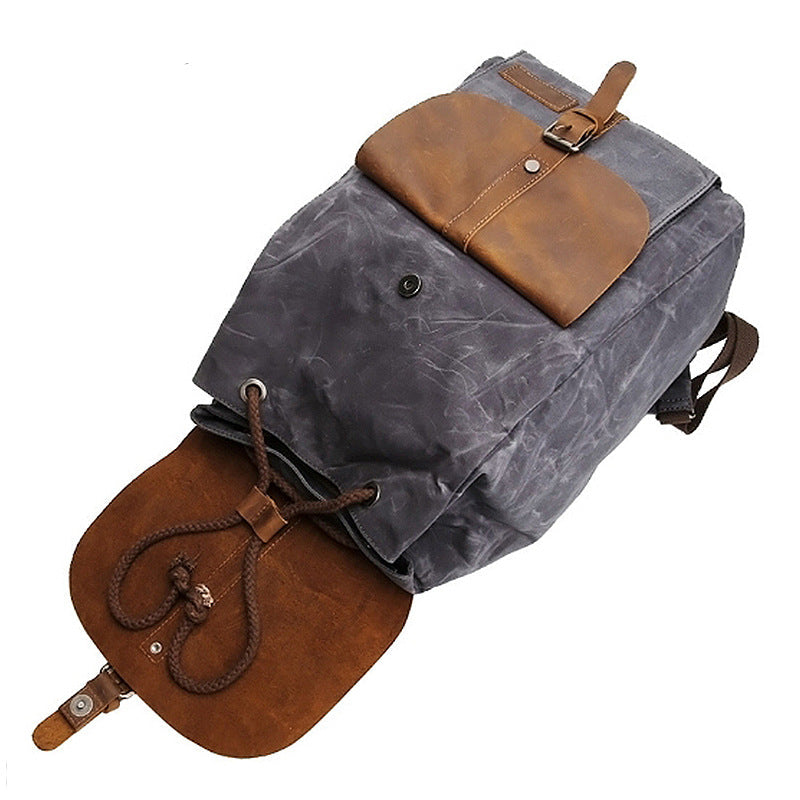 Waterproof Outdoor Travel Bag Crazy Horse Leather Casual Backpack Men's Backpack Canvas Bag Yiji Amazon Hot Sale