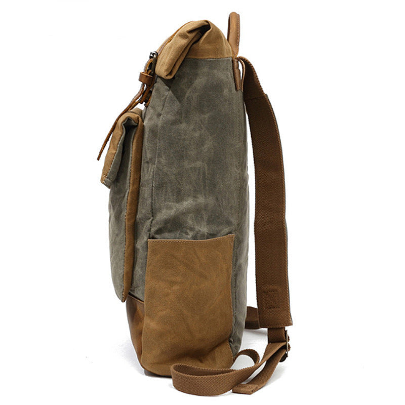 New Outdoor Travel Bag Crazy Horse Leather Leisure Backpack Men's Shoulder Wax Canvas Bag Overflow Factory Direct Sales