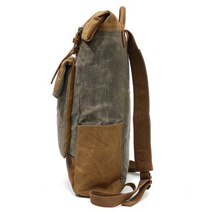 New Outdoor Travel Bag Crazy Horse Leather Leisure Backpack Men's Shoulder Wax Canvas Bag Overflow Factory Direct Sales
