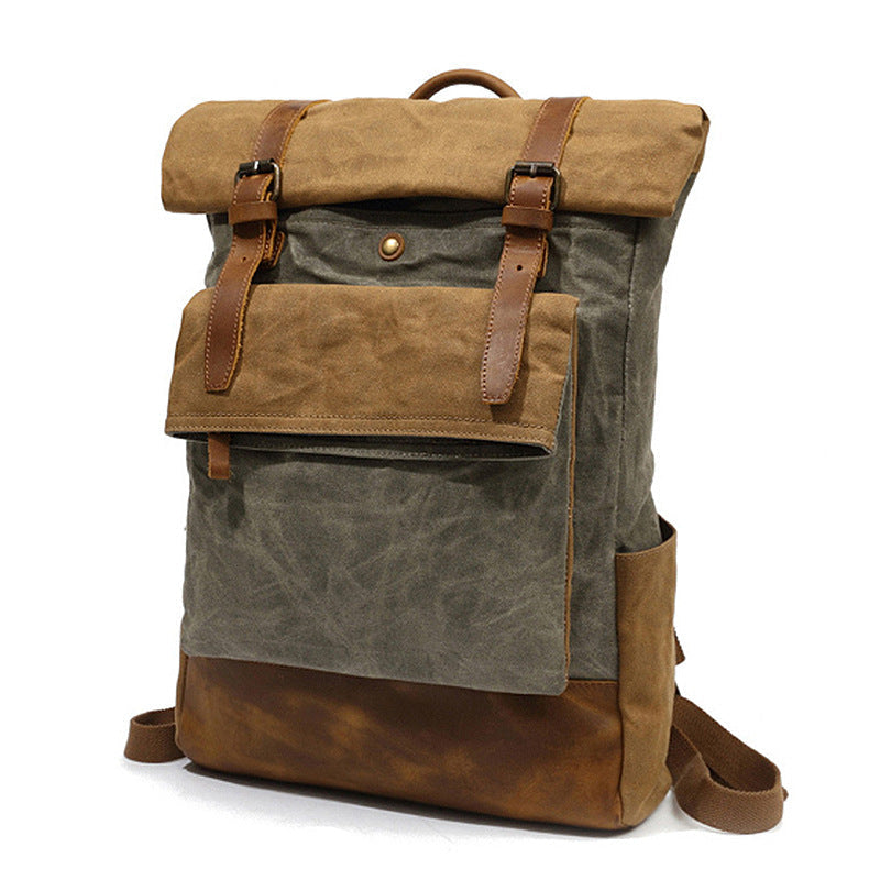 New Outdoor Travel Bag Crazy Horse Leather Leisure Backpack Men's Shoulder Wax Canvas Bag Overflow Factory Direct Sales