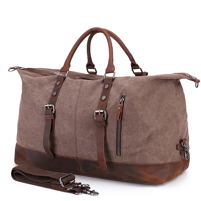  Canvas Travel Bag Crazy Horse Leather  
