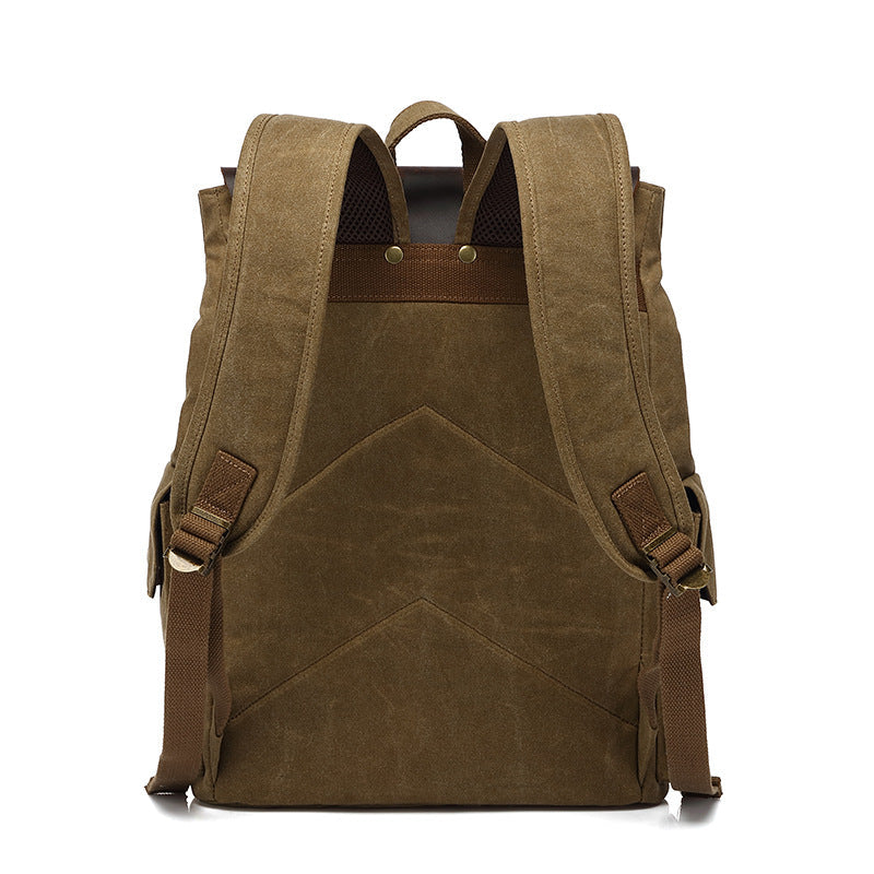 New Outdoor Travel Bag Crazy Horse Leather Casual Backpack Men's Backpack Oil Wax Canvas Bag Cross-border Amazon Explosion