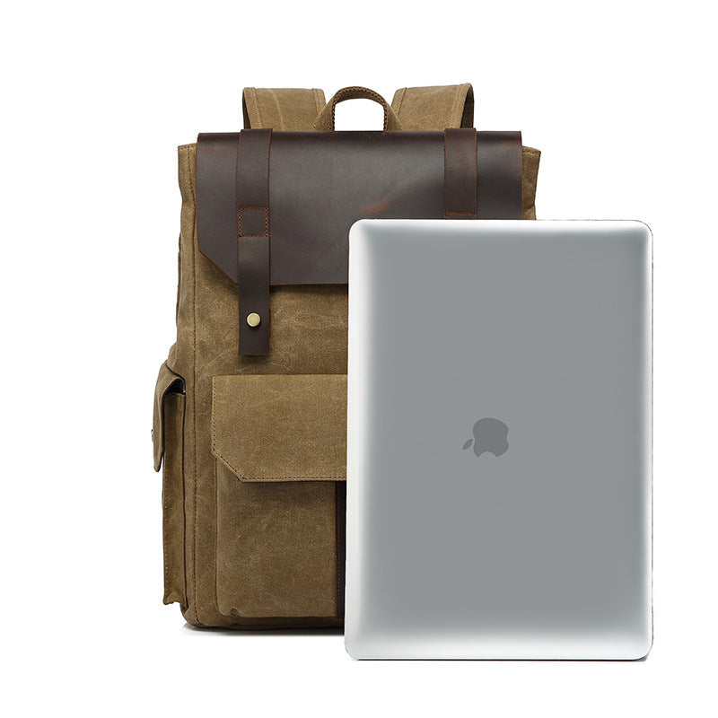 New Outdoor Travel Bag Crazy Horse Leather Casual Backpack Men's Backpack Oil Wax Canvas Bag Cross-border Amazon Explosion