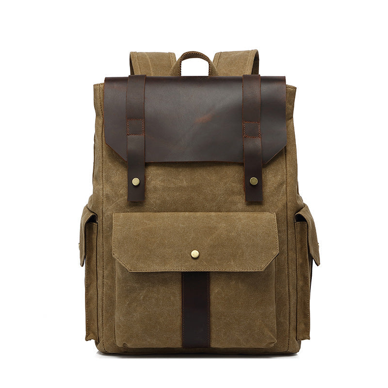 New Outdoor Travel Bag Crazy Horse Leather Casual Backpack Men's Backpack Oil Wax Canvas Bag Cross-border Amazon Explosion