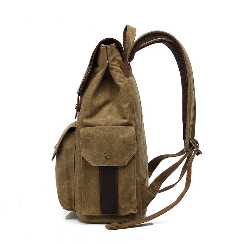 New Outdoor Travel Bag Crazy Horse Leather Casual Backpack Men's Backpack Oil Wax Canvas Bag Cross-border Amazon Explosion