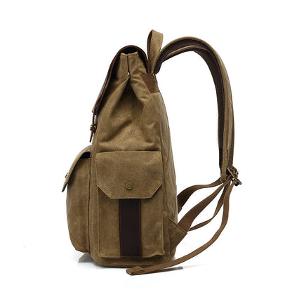 New Outdoor Travel Bag Crazy Horse Leather Casual Backpack Men's Backpack Oil Wax Canvas Bag Cross-border Amazon Explosion