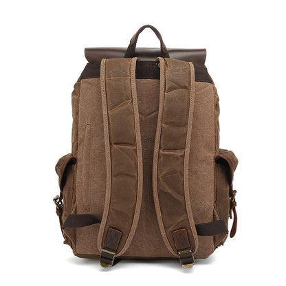 Men's And Women's Backpacks, Retro Backpacks, Computer Travel Bags, Waxed Canvas With Crazy Horse Leather School Bags