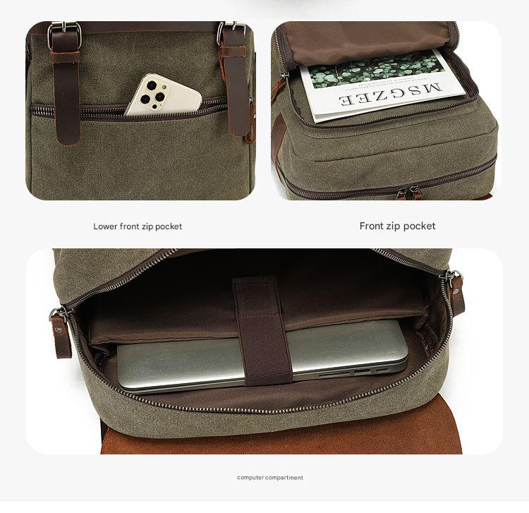 Heritage Flap Pack — Mocha Canvas & Dark Leather Mood Royal