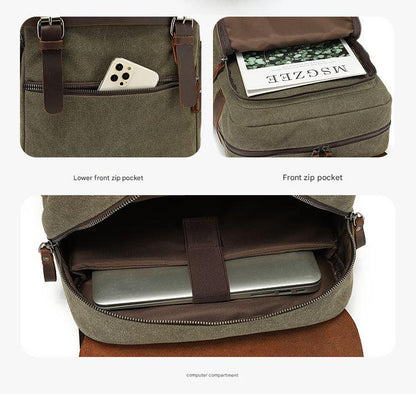 Heritage Flap Pack — Mocha Canvas & Dark Leather Mood Royal