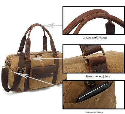 Hatem Heritage Waxed Canvas Weekender Duffle Mood Royal