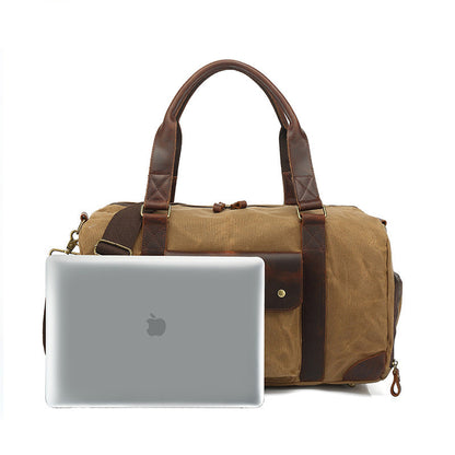 New Wear-resistant Oil Wax Canvas Travel Bag Retro European And American Solid Color Outdoor Shoulder Luggage Bag Storage Bag Wholesale