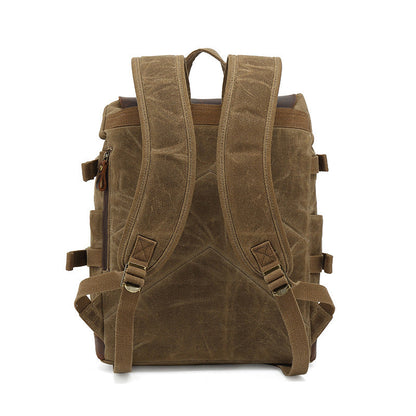 Backpack Male Student Backpack Vintage Travel Bag Waterproof Canvas With Top Layer Leather Computer Travel Bag Customized