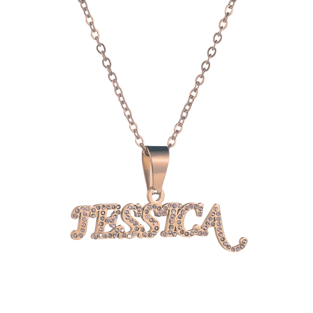 Cross-border Wish Europe And The United States New DIY Letter Pendant Necklace Personality Diamond Titanium Steel Clavicle Chain Women A Generation Of Hair Mood Royal