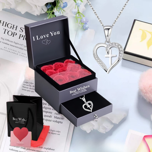Cross Love Necklace Rose Gift Box RoSe Gift Box Mood Royal
