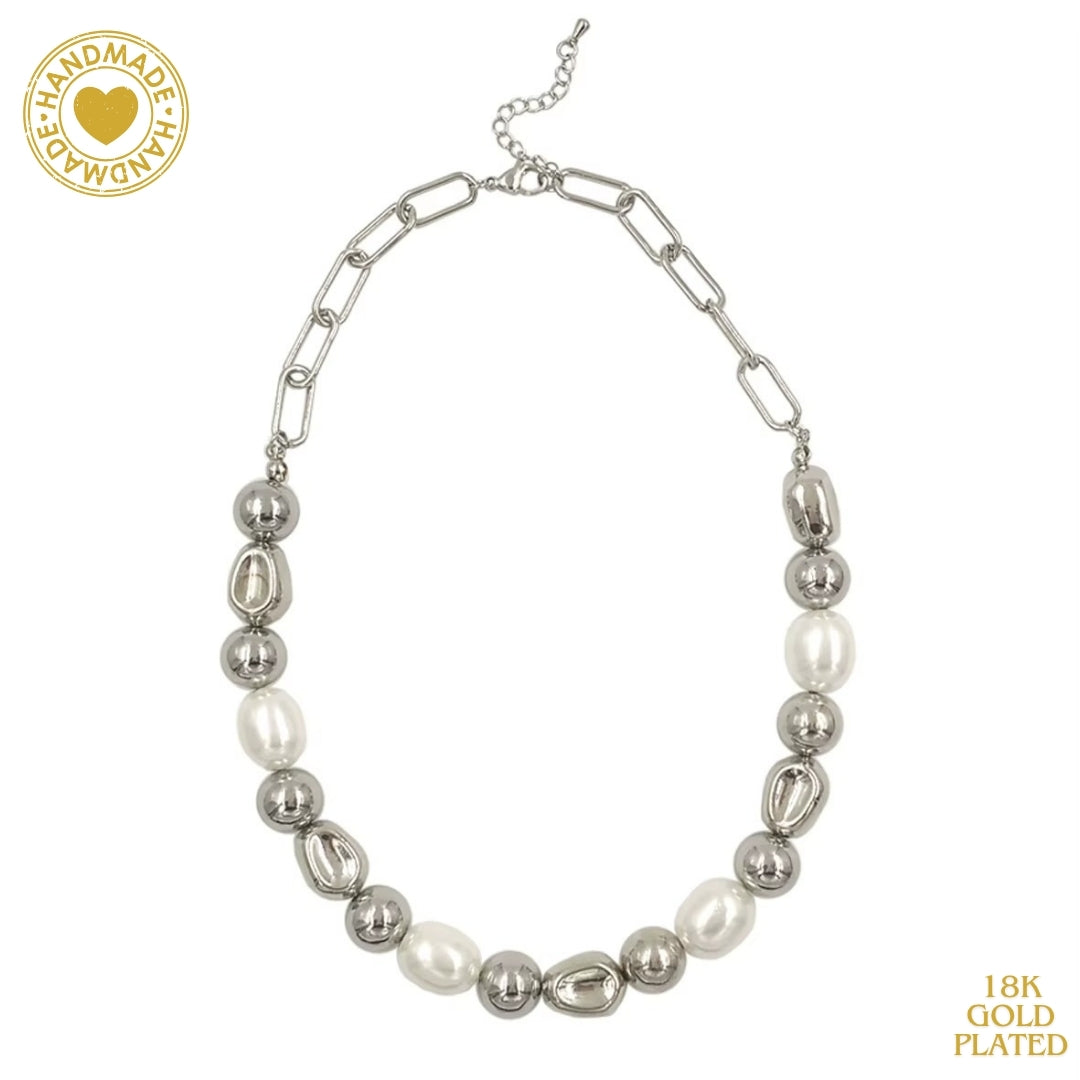 WT-JN305 European And American Classic Style Gold And Silver Two Colors Optional Brass Pearl Design Ladies Chain Necklace Mood Royal