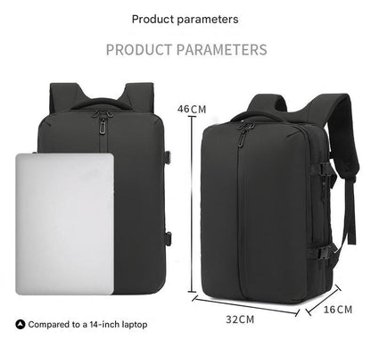 Black Tech Travel Backpack — Vacuum Compression Mood Royal
