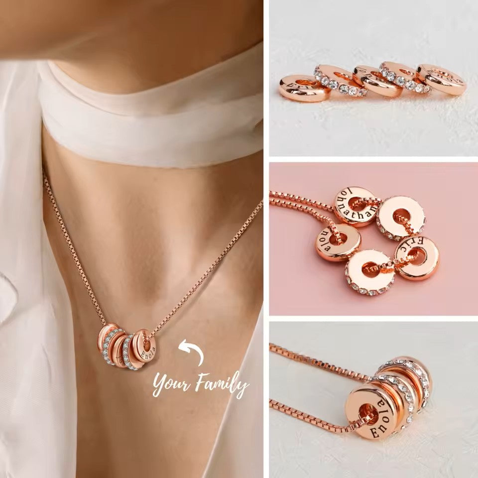 Stainless Steel Flat Bead Lettering Necklace Zircon Diamond Bead Combination Necklace Lettering Diy Name Mood Royal