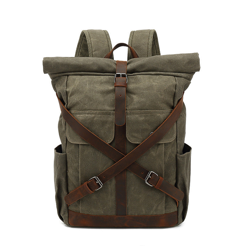 Casual Waterproof Oil Waxed Canvas Men's Bag Amazon Supply Backpack Travel Computer Backpack Wholesale Yiji Manufacturer