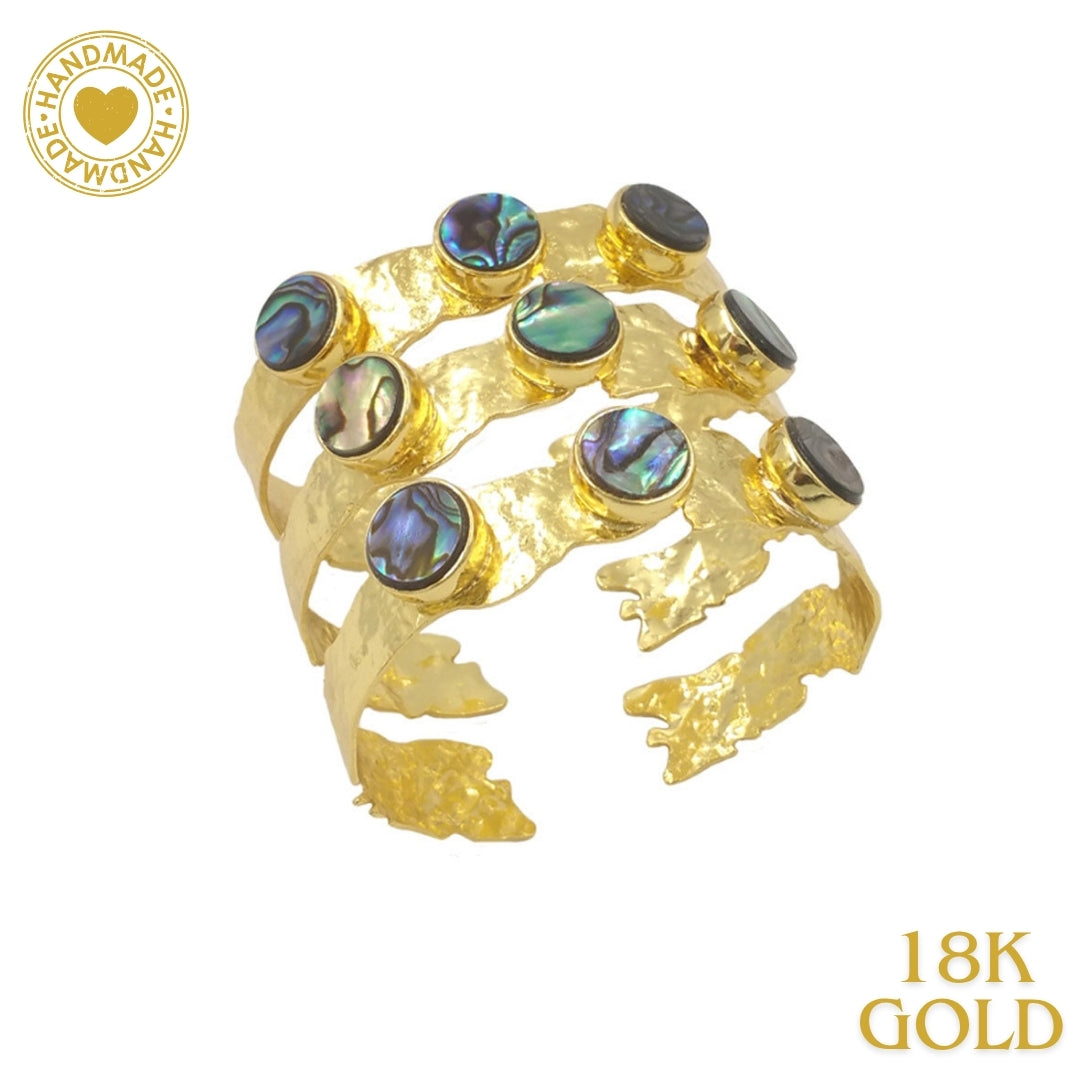 Handmade Abalone Stone 18K Gold Plated Bracelet Mood Royal