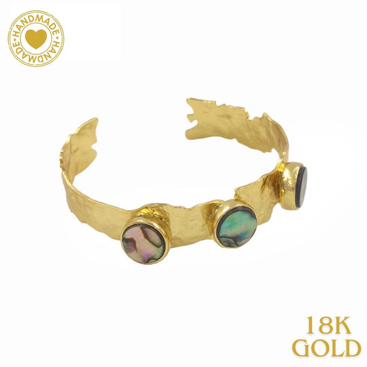 Handmade Abalone Stone 18K Gold Plated Bracelet Mood Royal