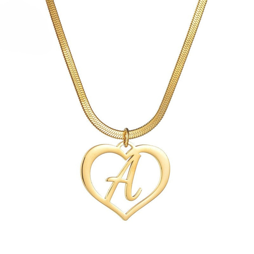 Amazon Hot Style Stainless Steel DIY Letter Pendant Necklace European And American Fashion Simple Hollow Love Clavicle Chain For Women Mood Royal