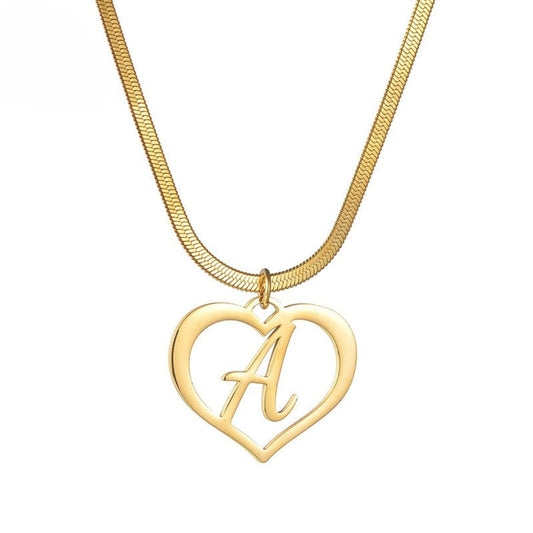 Amazon Hot Style Stainless Steel DIY Letter Pendant Necklace European And American Fashion Simple Hollow Love Clavicle Chain For Women Mood Royal