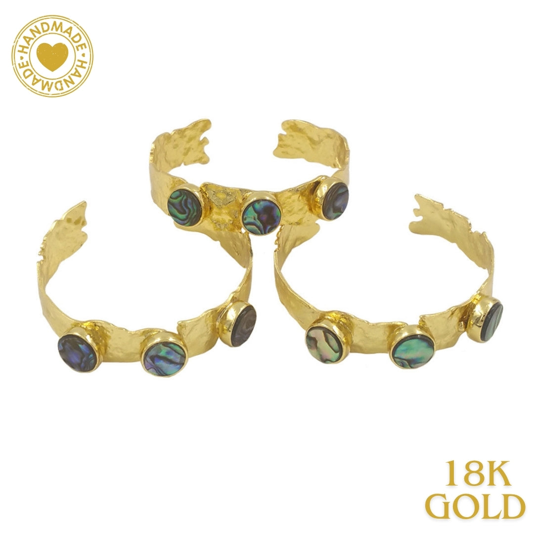 Handmade Abalone Stone 18K Gold Plated Bracelet Mood Royal