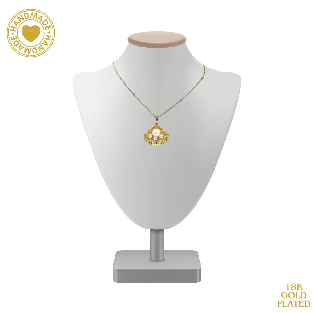 Exquisite Shell Pearl Design 18k Gold Plated Chain Necklace Mood Royal
