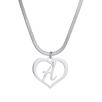 Amazon Hot Style Stainless Steel DIY Letter Pendant Necklace European And American Fashion Simple Hollow Love Clavicle Chain For Women Mood Royal