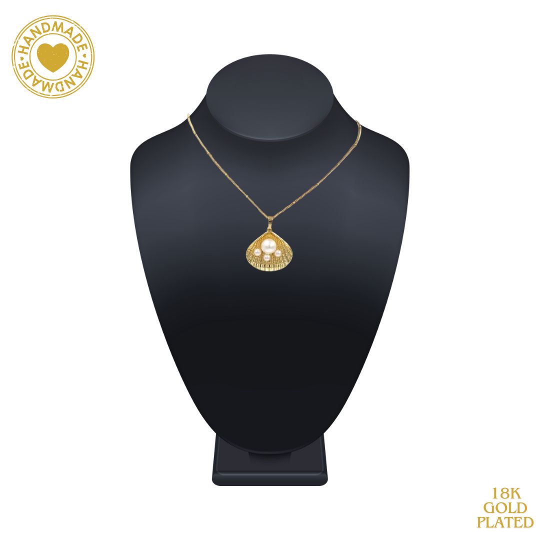 Exquisite Shell Pearl Design 18k Gold Plated Chain Necklace Mood Royal