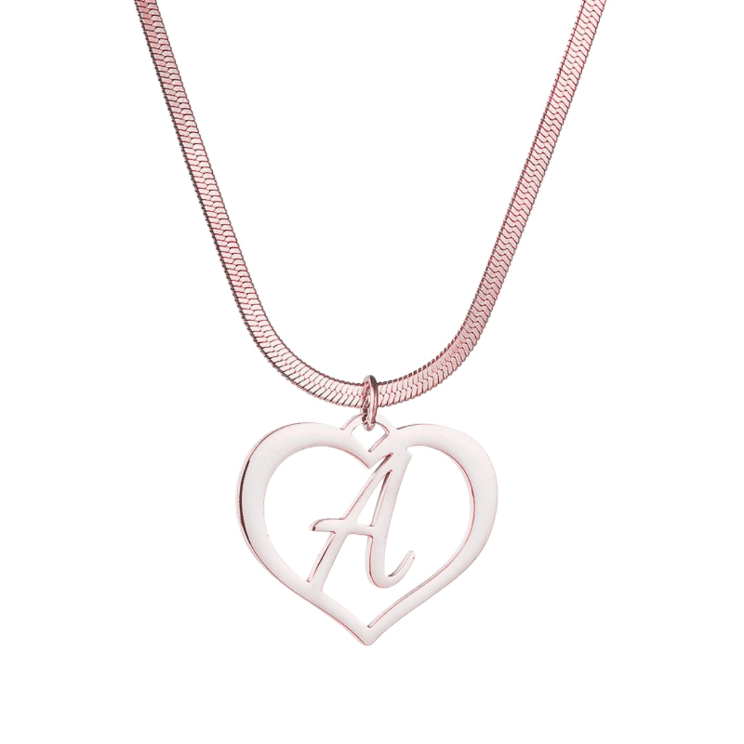 Amazon Hot Style Stainless Steel DIY Letter Pendant Necklace European And American Fashion Simple Hollow Love Clavicle Chain For Women Mood Royal