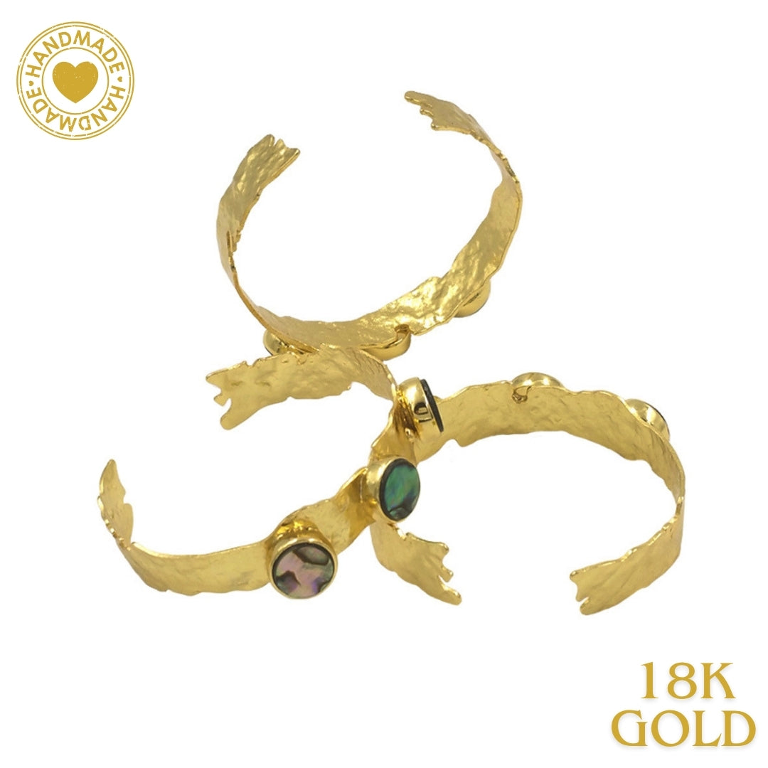 Handmade Abalone Stone 18K Gold Plated Bracelet Mood Royal